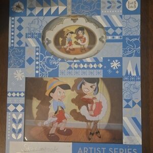 Disney Artist Series Pinocchio and Friends Ceramic Ornament And Lithograph